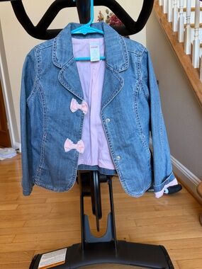 Gymboree Blue Denim Jacket with Pink Lining and Bows